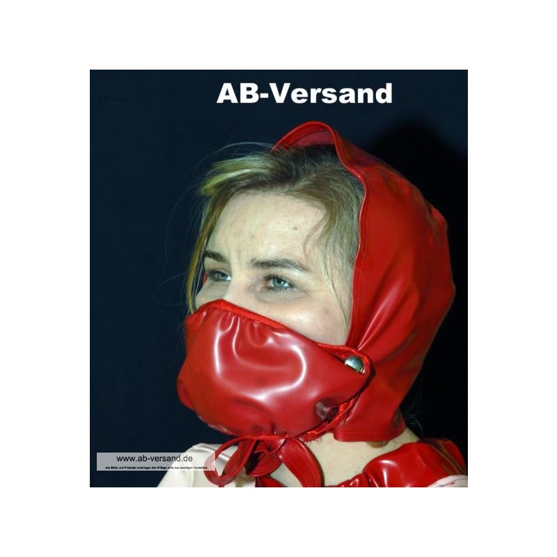 Strafmütze Ronald mit Nuckelhalter Latex 03 ROT