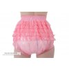 Button-up nappy pants Belinda with frills Latex 0,5 mm PINK XXXL