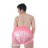 Button-up nappy pants Belinda with frills latex 0,8 mm PINK XXXL
