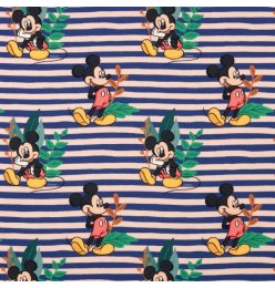 Baumwolljersey Mickey Mouse Classic Stripes. jeansblau