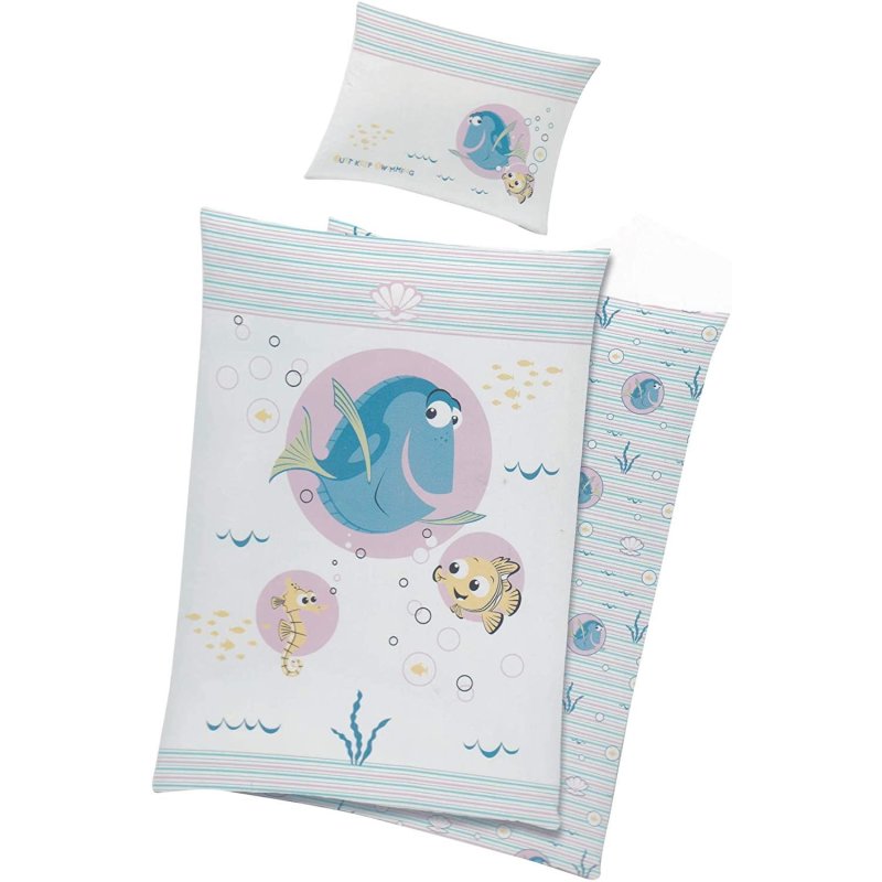 Baby Kinder Bettwäsche Disney Nemo & Dorie Bezug 100x135cm (Rosa)