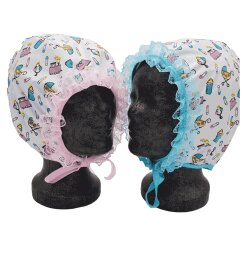 M&uuml;tze Mandy weiss Kindermuster  mit R&uuml;schen in...