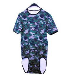 Camouflage short sleeve wrap bodysuit