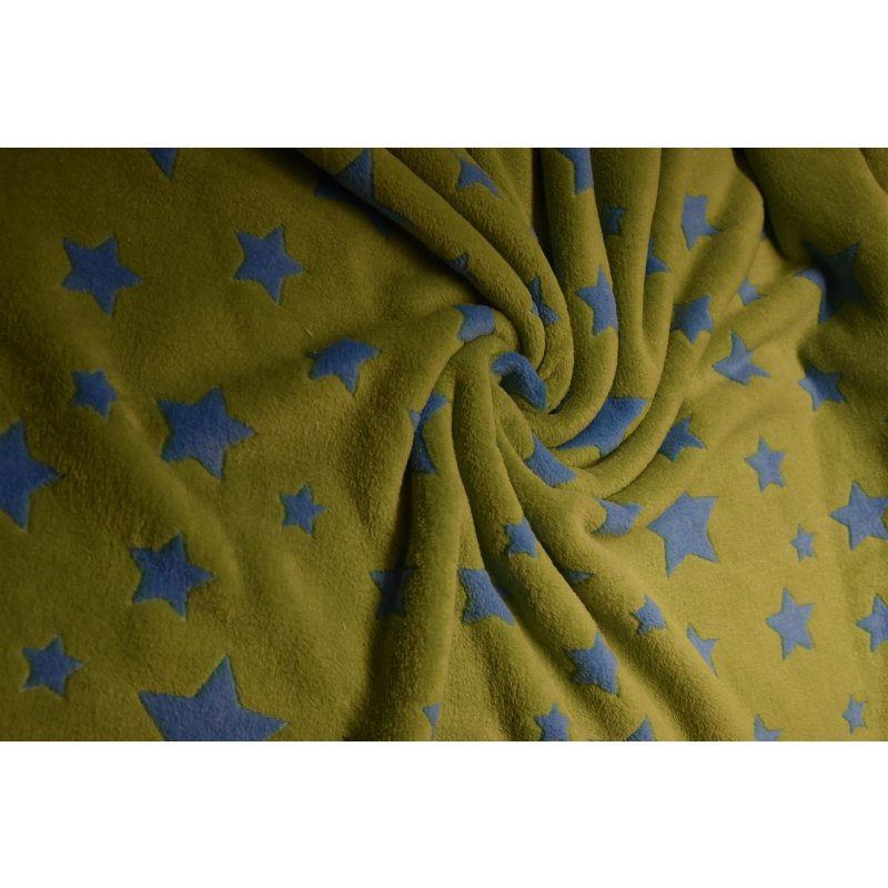 Fleece hellgrün mit blauen Sternen