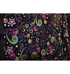 Fleece schwarz mit bunten Muster