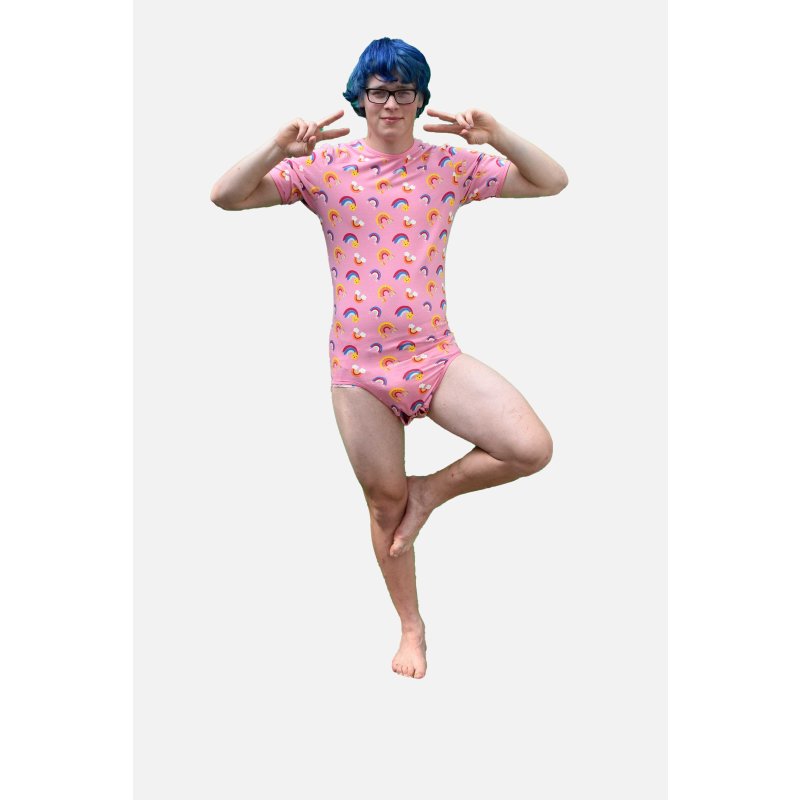 Wrap Bodysuit “Regenbogenküsschen” – Pink, Playful & Comfy