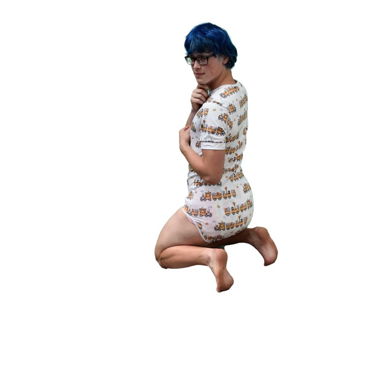 Wrap Bodysuit “Zug der Kuscheltiere” – Long Sleeve with Cuffs & Snaps