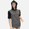 Wrap Bodysuit “Streifenkapuzenliebe” – Long Sleeve with Hood & Snaps XS