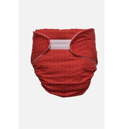 Omutsu fluffy diaper extra thick cotton red with hearts