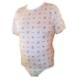 Fluffy cuddly wrap bodysuit with short sleeves XXL