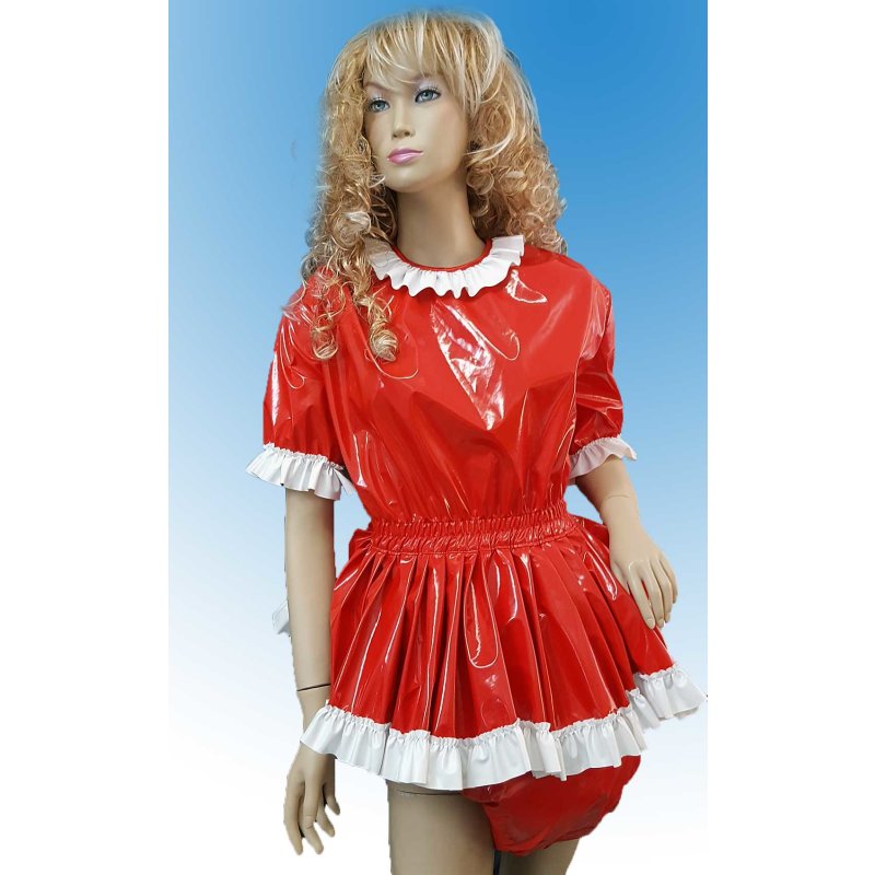 PVC Kleidchen Zora mit Rüschen XXXL-Rot-40 cm