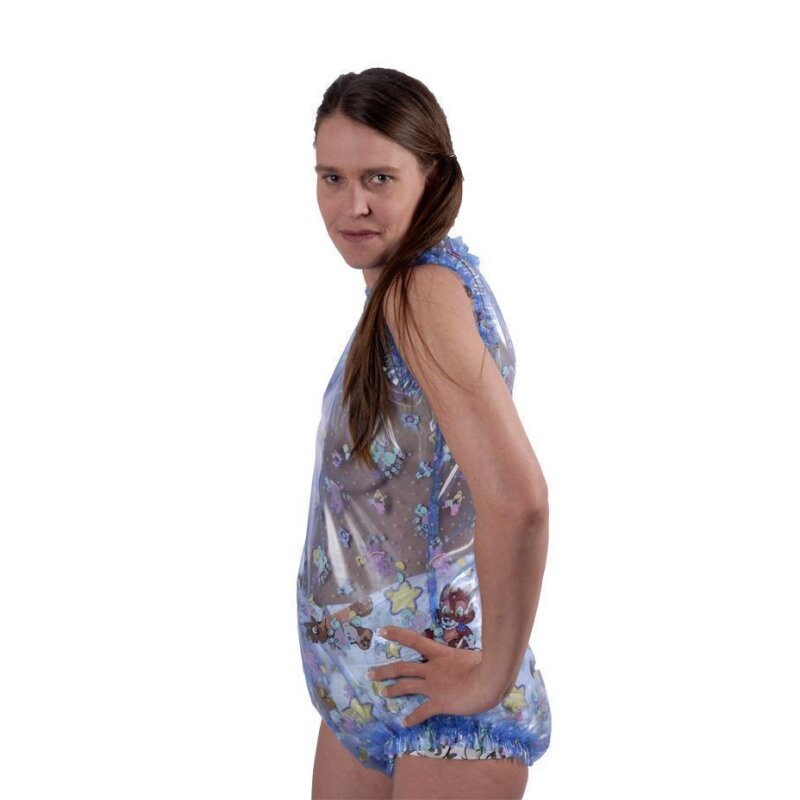 Ruched body with buttons on the shoulder rubberized PVC-Pink rubberized-M