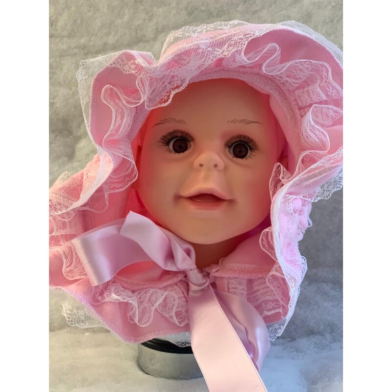 Nicoletta Sissy Mütze mit Rüschen Spitzte. Aus Fleece in Grundfarbe