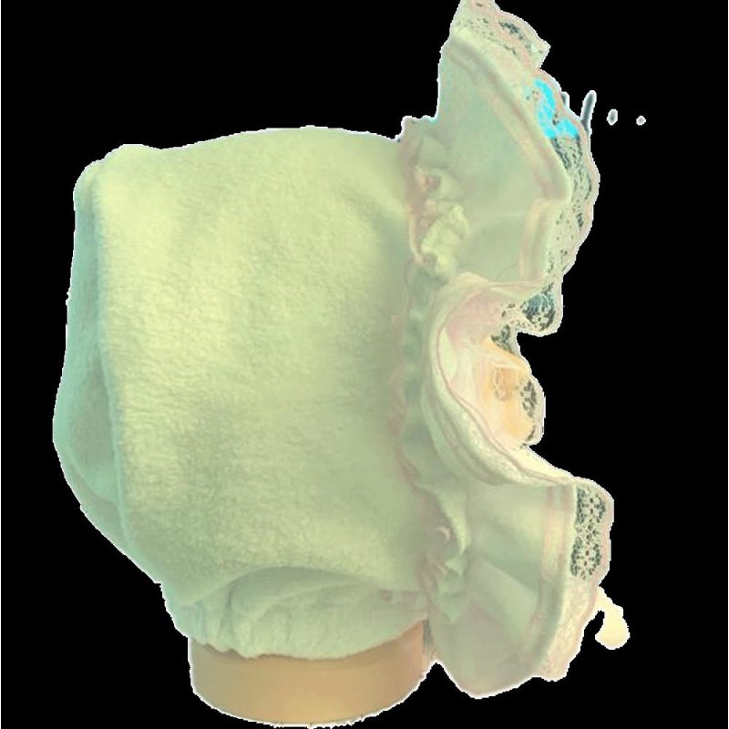 Nicoletta Sissy Mütze mit Rüschen Spitzte. Aus Fleece in Grundfarbe Fleece-weiss-UNI