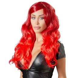 Wig red wavy long