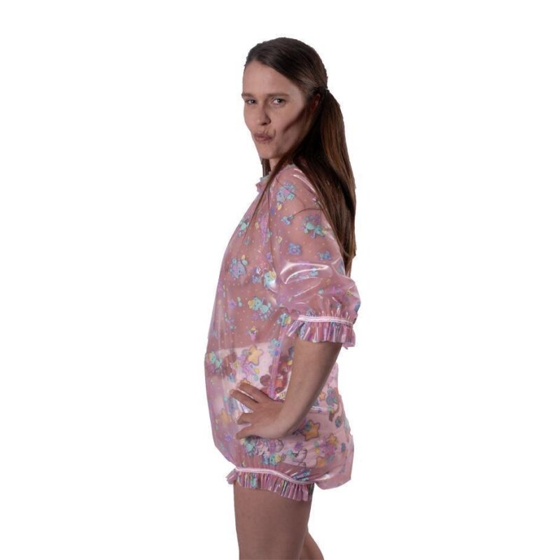 Ruched bodysuit buttoned at the crotch