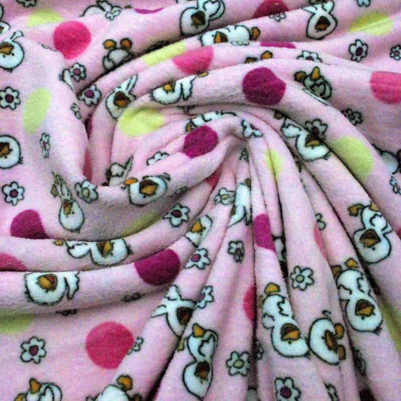 Fleece Doubleface Sterne und Enten rosa