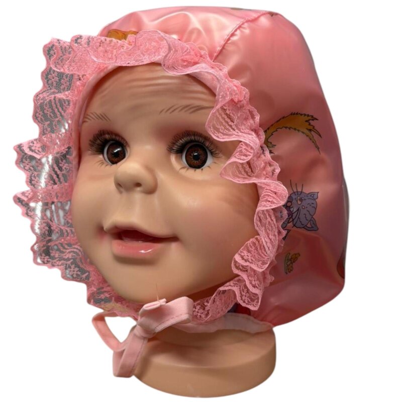 PVC bonnet “Teddy tulle” - playful head protection with lace