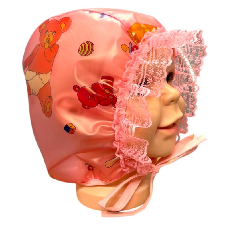 PVC bonnet “Teddy tulle” - playful head protection with lace