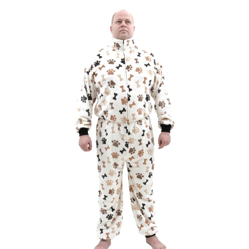 Kuscheliger Strampelanzug aus Fleece mit Tatzen und Knochen