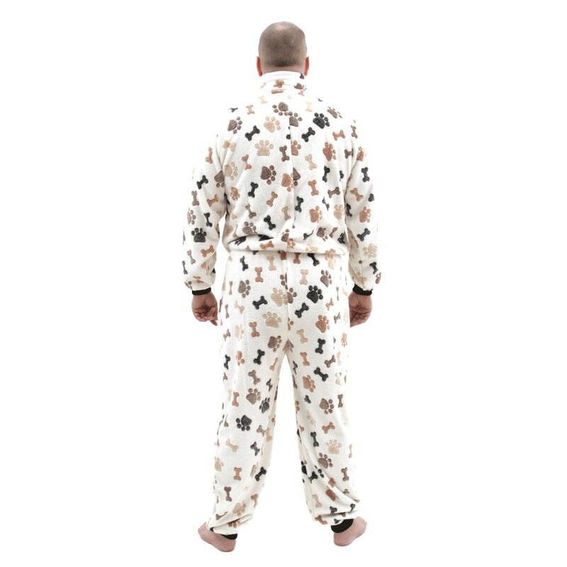 Kuscheliger Strampelanzug aus Fleece mit Tatzen und Knochen