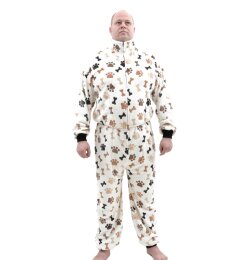 Kuscheliger Strampelanzug aus Fleece mit Tatzen und Knochen