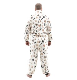 Kuscheliger Strampelanzug aus Fleece mit Tatzen und Knochen