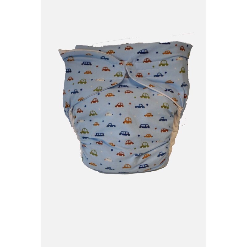 Omutsu “Car Cuddles” with Spreader Core – Fluffy Molton Diaper with Colorful Car Print 25 cm 110 - 170 cm