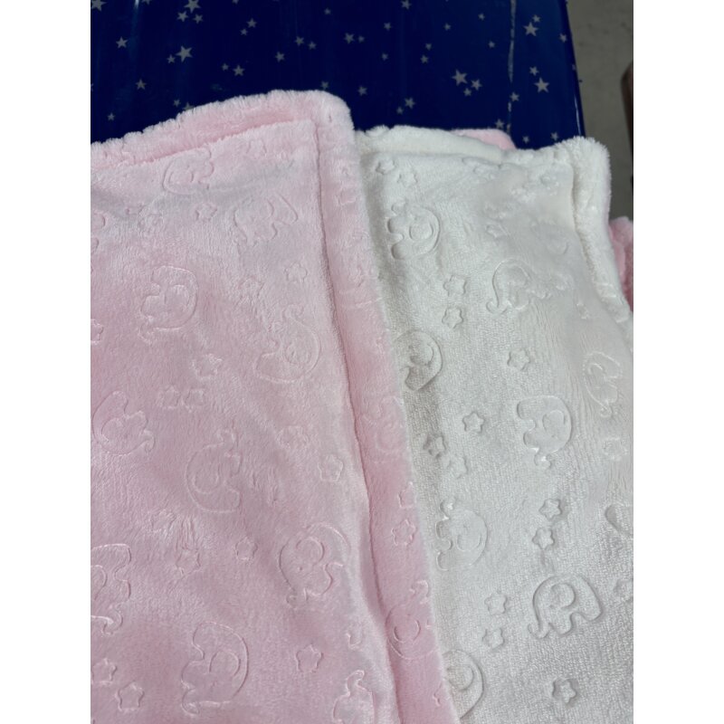 Premium Kuscheldecke „Babyträume“ – Rosa/Weiß oder Blau/Weiß