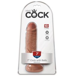 King Cock 7 Cock w Balls Tan
