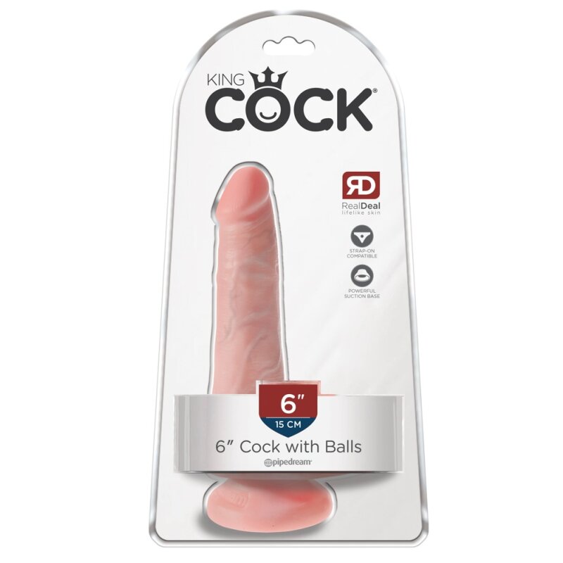 King Cock 6 Cock w Balls Light