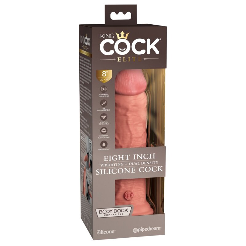8" Vibrating + Dual Density Silicone Cock