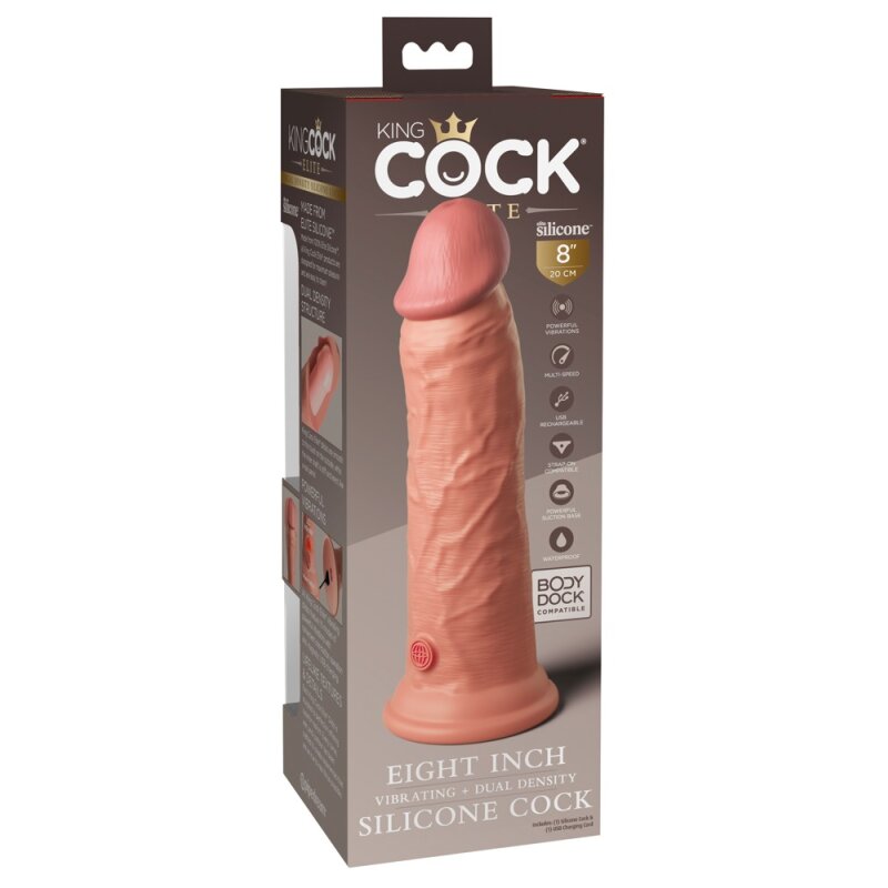 8" Vibrating + Dual Density Silicone Cock