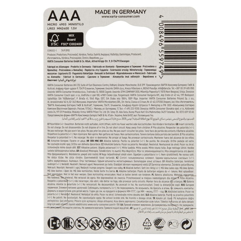 Batterie Varta AAA 10x4er