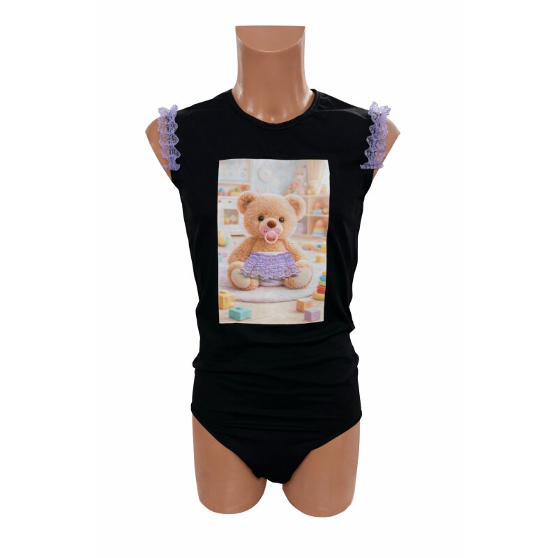 Teddy Wickelbody mit Spitze – Schwarz