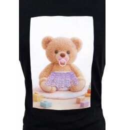 Teddy Snap Bodysuit with Lace – Black
