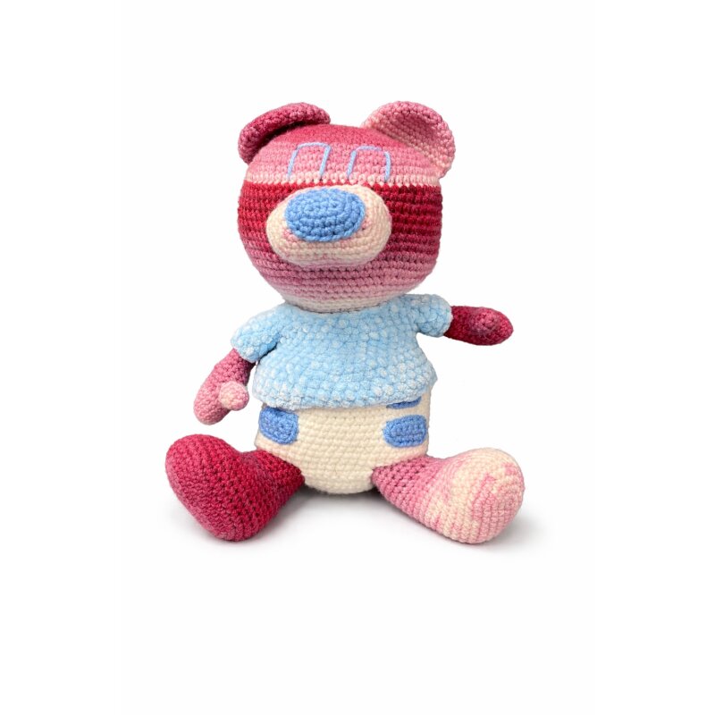 Häkel-Teddybär mit Windel – Rosa oder Blau