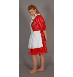 ANNALENA Patent Dress with Apron & Ruffles