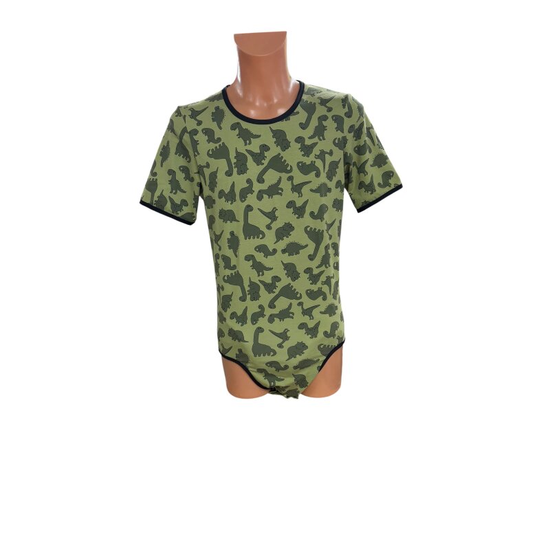 Dinosaur Wrap Bodysuit Short Sleeve Olive Green