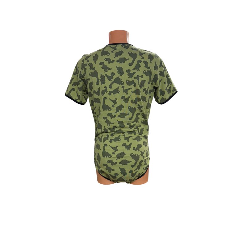 Dinosaur Wrap Bodysuit Short Sleeve Olive Green