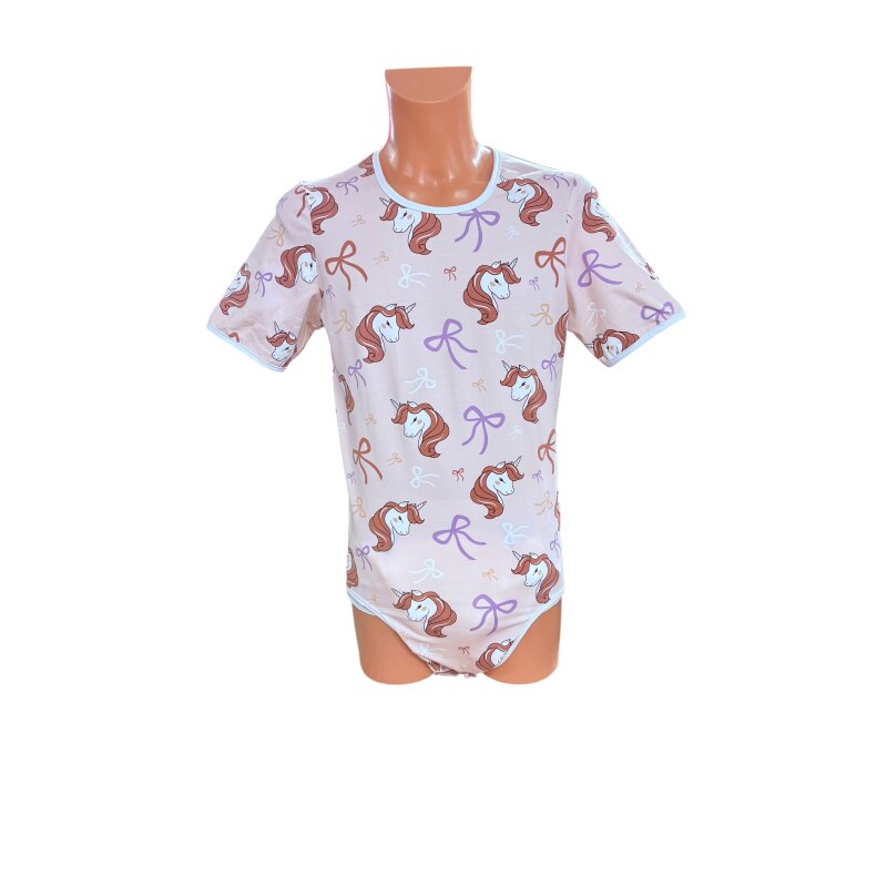 Unicorn Short Sleeve Wrap Bodysuit in Pink