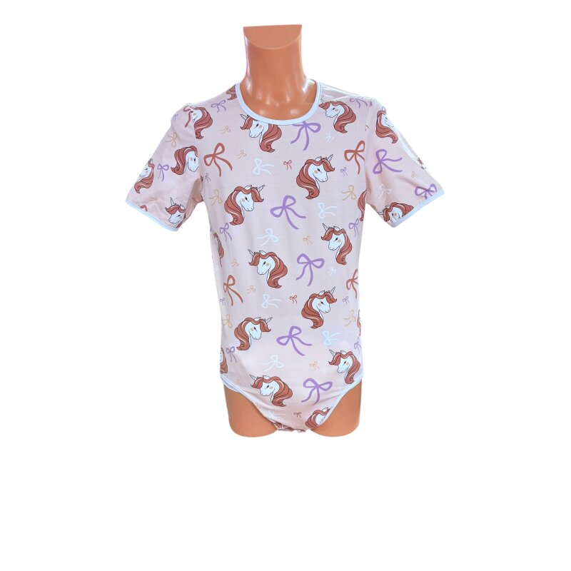 Unicorn Short Sleeve Wrap Bodysuit in Pink
