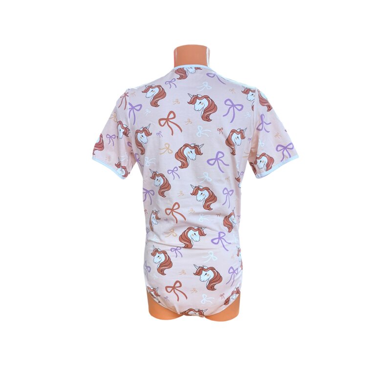 Unicorn Short Sleeve Wrap Bodysuit in Pink