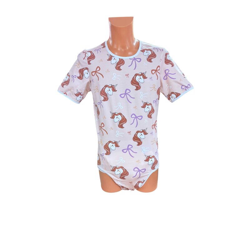 Unicorn Short Sleeve Wrap Bodysuit in Pink