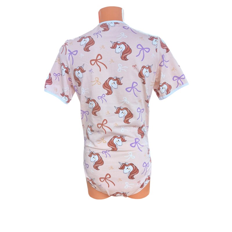 Unicorn Short Sleeve Wrap Bodysuit in Pink