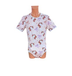 Wickelbody Kurzarm "Unicorn Schleifen Rosa"