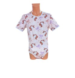 Wickelbody Kurzarm "Unicorn Schleifen Rosa"