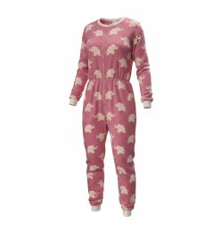 Fleece-Strampler Elefant Rosa