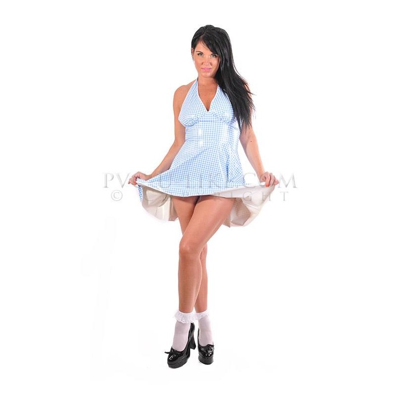 Neckholder-Kleid  Kleid aus PVC NAT3: Farblos halbdruchsichtig mit bunten Punkten 0,17mm L (Hüftumfang: 82 - 86 cm)
