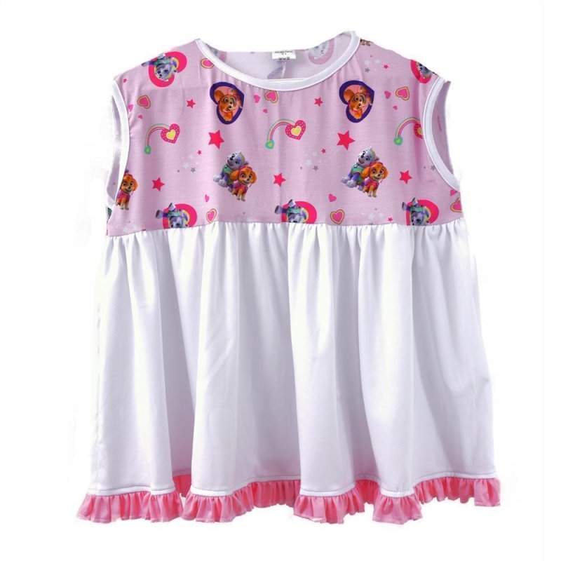 Colorful Lolita Jersy pink pendant dress with paws and puppies M